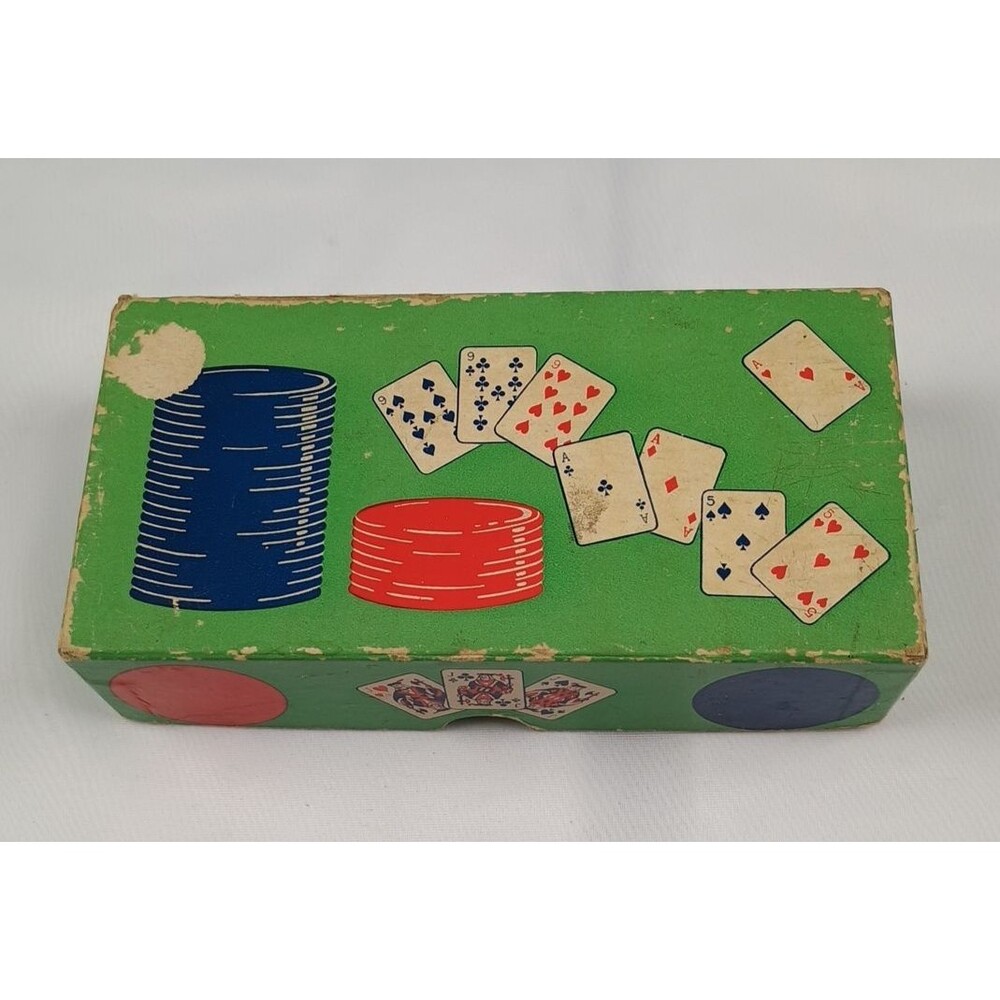 Vintage 1.5" Anchor Clay Poker Chips Star Embossed Original Box US Playing Card